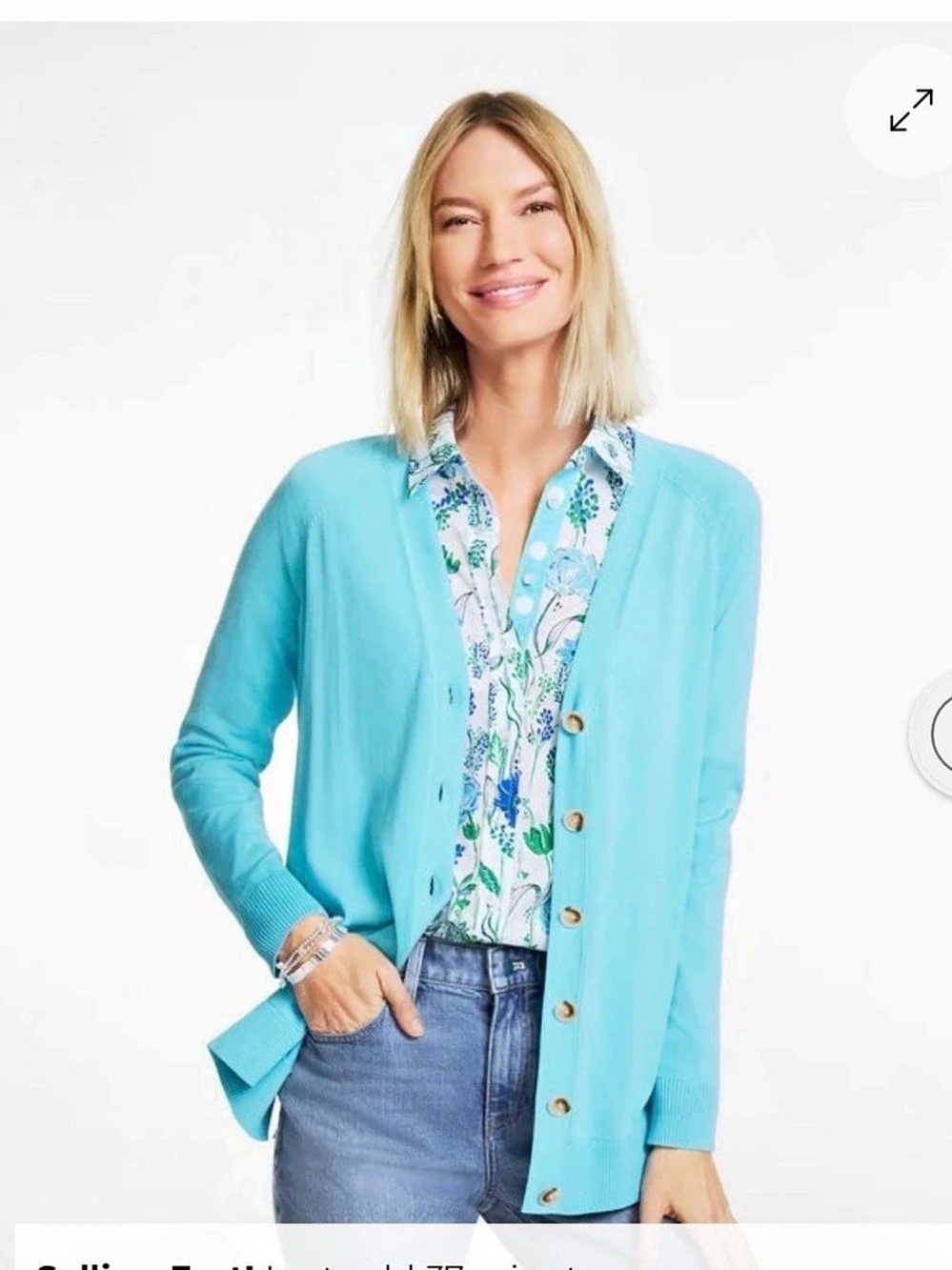 Talbots V-Neck Girlfriend Cardigan Opal Blue NWT Size Large